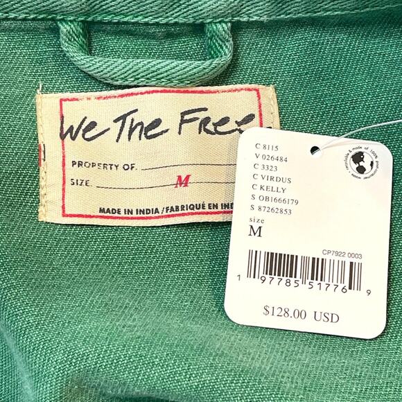 Free People We The Free Madison City Denim Jacket Size Medium Kelly Green NWT - Picture 6 of 8